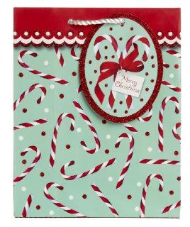 Jillson Roberts Christmas Medium Gift Bag, Candy Cane Toss, 6 Count (XMT585)  Gift Wrap Bags 