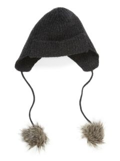 Faux Fur Pom Pom Trapper Hat by Sofia Cashmere