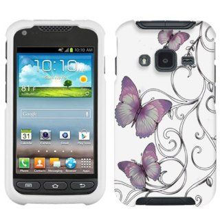 Samsung Galaxy Rugby Pro Purple Butterfly on White Cover Case Cell Phones & Accessories