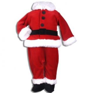 Letop Santa's Little Helper Red Velour Footed Santa Suit, Garnet, 9 Months Infant And Toddler Costumes Clothing