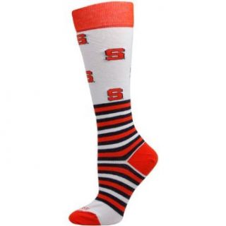 NCAA Syracuse Orange Womens Striped Logo Knee Socks   White  Sports Fan Socks  Clothing