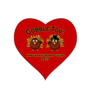 GOBBLE TOV THANKSGIVING HANUKKAH 2013 HEART STICKER