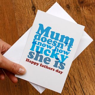 lucky mum father's day card by a is for alphabet