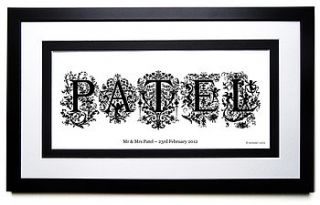 ornamental framed name by alphabet gifts