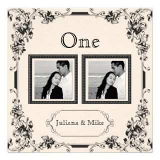 Vintage Ivory and Black Photo Table Number Personalized Invitations