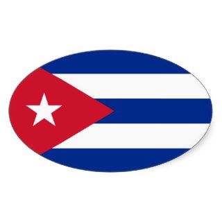 Cuba/Cuban Flag Oval Sticker