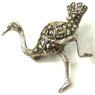 vintage silver and marcasite emu brooch by ava mae designs