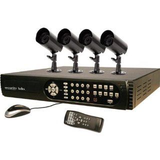 Security Labs 4 Channel 500GB HD DVR with 4 Indoor/Outdoor Cameras SLM433  Complete Surveillance Systems  Camera & Photo