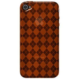 Amzer Luxe Argyle High Gloss TPU Soft Gel Skin Case for iPhone 4   Orange   Fits AT&T iPhone Cell Phones & Accessories