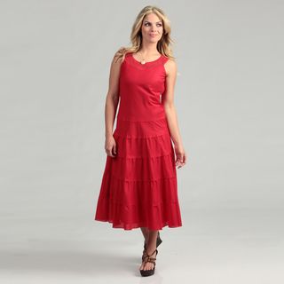 Jessica Howard Women's Red Crocheted Neck Maxi Dress FINAL SALE Jessica Howard Casual Dresses