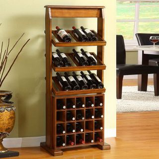 Furniture of America Guarda 38 Bottle Antique Oak Freestanding Floor Wine Rack