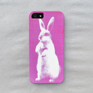 neon pink bunny print case for iphone by apple cart