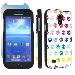 Samsung Galaxy S4 Mini SCH I435 Verizon Desginer Black Hard Case + Screen Protector By SkinGuardz   Rainbow Paw Cell Phones & Accessories