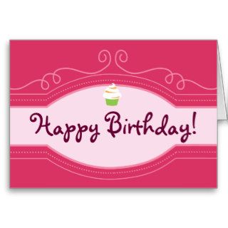 Happy Birthday Card Pink Cupcake