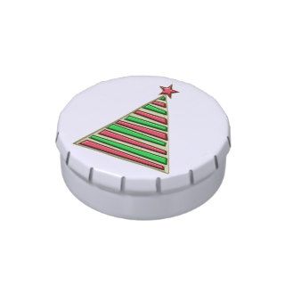 Modern Red, Green & Gold Metallic Xmas Tree Jelly Belly Candy Tin