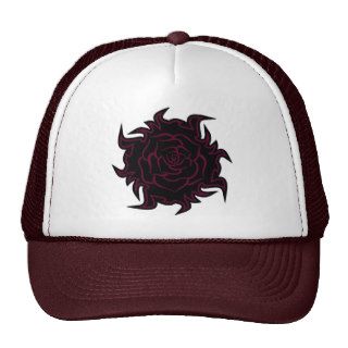 Tribal Rose in Black and Light Maroon Hat