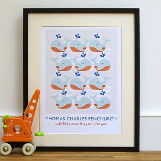 baby whale personalised print by little ink