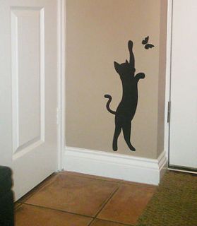 cat and butterfly wall sticker by nutmeg