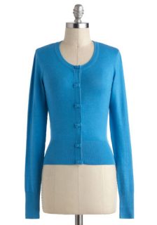 Somewhere to Bow Cardigan in Blue  Mod Retro Vintage Sweaters