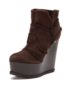 Shearling Platform Wedge Bootie by Cesare Paciotti