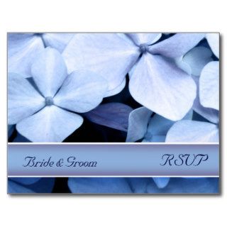 Hydrangea Blue Wedding RSVP Postcard