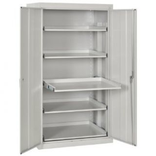 Sandusky ET52362466 05LL Dove Gray Steel Pull Out Tray Shelf Storage Cabinet with 3 Point Locking Swing Handle, 200 lbs Capacity, 36" Width x 66" Height x 24" depth