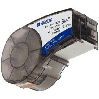 Brady M21 750 430 21' Length, 0.75" Width, B 430 Clear Polyester, Black On Clear Color, BMP 21 Mobile Printer ID PAL And LABPAL Printer Label