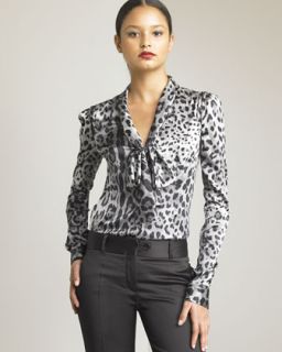 Dolce & Gabbana Leopard Tie Front Blouse
