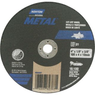 Norton Cutoff Blade — 4in. Dia, 15,280 RPM, Model# 076607-89387-1  Cutoff Wheels