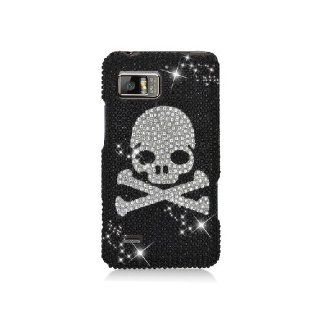 Motorola Droid Bionic XT875 Bling Gem Jeweled Jewel Crystal Diamond Black Skull Cover Case Cell Phones & Accessories