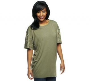 Jennifer Hudson Collection Dolman Sleeve Tunic with Stud Detail —
