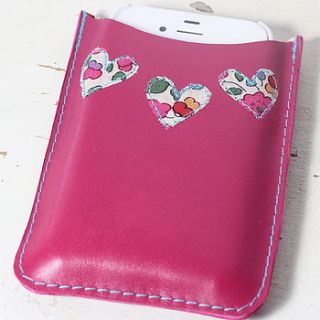 personalised leather heart phone cover by what katie did next
