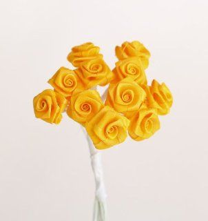 Bulk Package of Miniature Deep Yellow Ribbon Roses for Favors, Crafts, Weddings and More 3 Packages of 144 for 432 Total Roses   Artificial Flowers