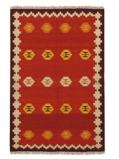 Kilim All Over Geometric Hand Knotted Rug by Apadana