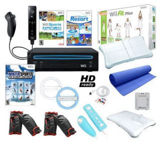 Nintendo Wii Black Sports Bundle with Wii Fit Plus and Games —