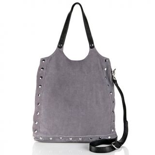 V by Eva Calfskin Suede Tote with Studs