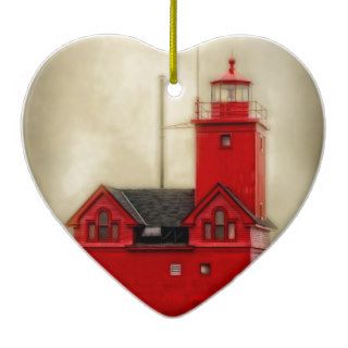 Big Red Lighthouse Christmas Ornament