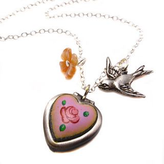 enamel heart locket necklace by eve&fox