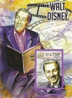 Walt Disney stamps for collectors   Imperforate souvenir sheet with 1 stamp, issued 2013 / 750F   Republic of Central Africa   Mint never hinged  