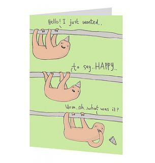 'slow sloth greeting' card by sarah ray