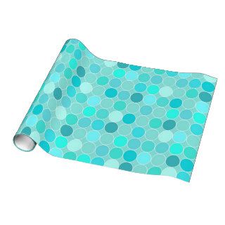 Teal Blue Circles Pattern Wrapping Paper