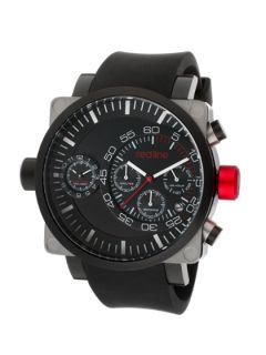 Mens Dual Timer Black Silicone Strap Watch by Red Line