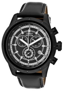 Invicta 10691  Watches,Mens Specialty Chrono Black Dial Black IP Case Black Genuine Leather, Chronograph Invicta Quartz Watches