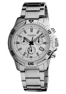 Akribos XXIV AK527SS  Watches,Mens Ultimate Chronograph Silver Dial Stainless Steel, Casual Akribos XXIV Quartz Watches