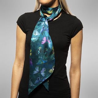 moth print long double sided silk scarf by pattern passion