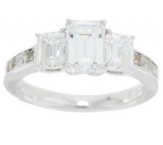 Epiphany Diamonique 3 Stone Emerald Cut Ring —