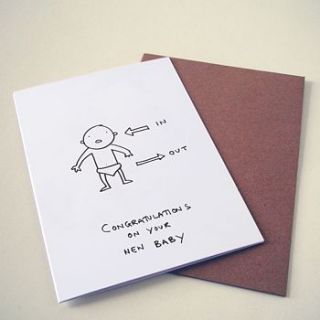 'in and out' new baby card by hole in my pocket
