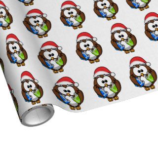 SANTA OWL GIFT WRAPPING PAPER