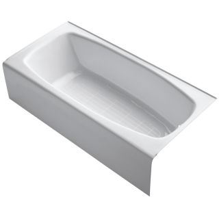 KOHLER Dynametric 66 in L x 32 in W x 16.25 in H White Cast Iron Rectangular Skirted Bathtub with Right Hand Drain