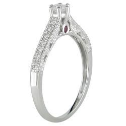 Miadora 10k Gold 1/4ct TDW Diamond and Pink Sapphire Engagement Ring (H I, I2 I3) Miadora Diamond Rings